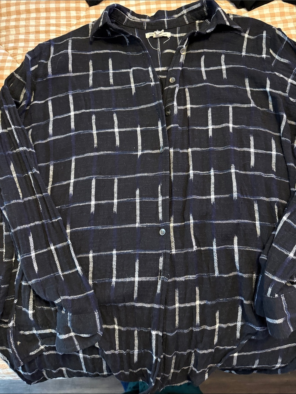 Billabong Black and White Checked Button-Down Shirt